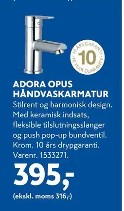 Davidsen ADORA OPUS HÅNDVASKARMATUR, DKK 395 tilbud