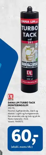 Davidsen DANA LIM TURBO TACK MONTERINGSLIM, DKK 60 tilbud