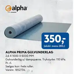 Davidsen ALPHA PRIMA GULVUNDERLAG, DKK 350 tilbud