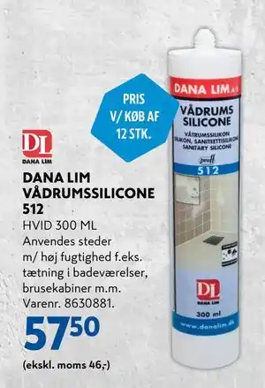 DANA LIM VÅDRUMSSILICONE 512, DKK 57.5