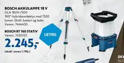Davidsen BOSCH AKKULAMPE 18 V, BOSCH BT 160 STATIV, DKK 2245 tilbud