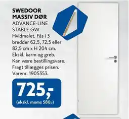 Davidsen SWEDOOR MASSIV DØR, DKK 725 tilbud