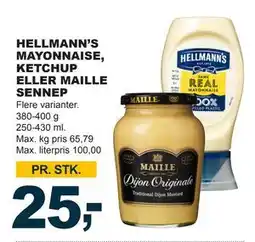 Let-Køb HELLMANN’S MAYONNAISE, KETCHUP ELLER MAILLE SENNEP, DKK 25 tilbud