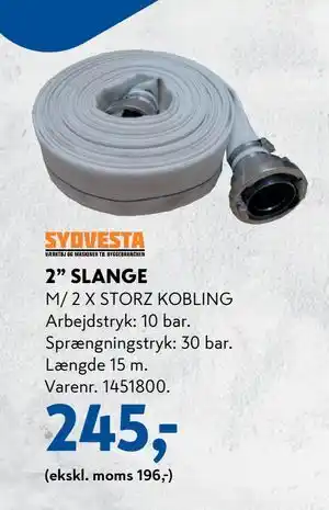 Davidsen 2” SLANGE, DKK 245 tilbud