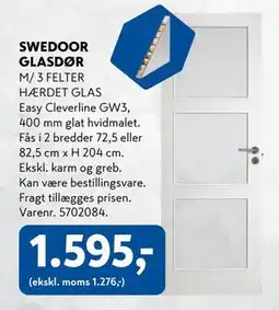 Davidsen SWEDOOR GLASDØR, DKK 1595 tilbud
