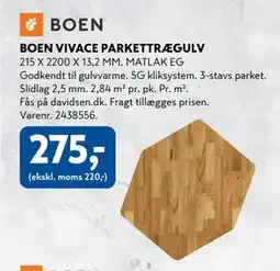 Davidsen BOEN VIVACE PARKETTRÆGULV, DKK 275 tilbud