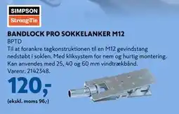 Davidsen BANDLOCK PRO SOKKELANKER M12, DKK 120 tilbud