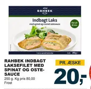 Let-Køb RAHBEK INDBAGT LAKSEFILET MED SPINAT OG OSTESAUCE, DKK 20 tilbud
