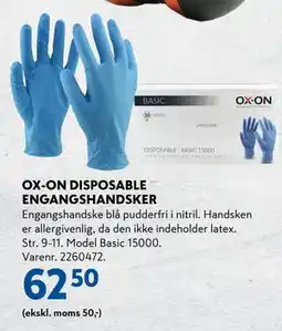 Davidsen OX-ON DISPOSABLE ENGANGSHANDSKER, DKK 62.5 tilbud