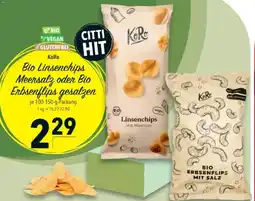 Citti KoRo Bio Linsenchips Meersalz oder Bio Erbsenflips gesalzen tilbud