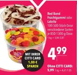 Citti Red Band Fruchtgummi oder Lakritz tilbud