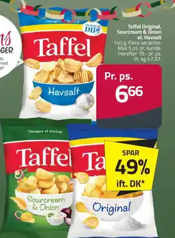 Fleggaard Taffel original, sourcream & onion el. havsalt tilbud