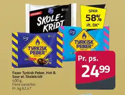 Fleggaard FAZER Tyrkisk peber, hot & sour el. skolekridt tilbud