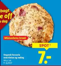 Lidl Vegansk foccacia med timian og rødløg, DKK 7 tilbud