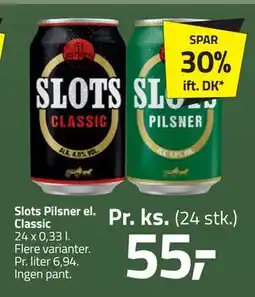 Fleggaard Slots Pilsner el. Classic, DKK 55 tilbud