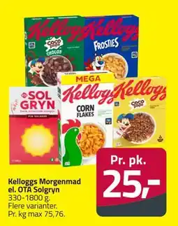 Fleggaard Kelloggs Morgenmad el. OTA Solgryn, DKK 25 tilbud