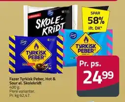 Fleggaard Fazer Tyrkisk Peber, Hot & Sour el. Skolekridt, DKK 24.99 tilbud