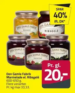 Fleggaard Den Gamle Fabrik Marmelade el. Ribsgelé, DKK 20 tilbud