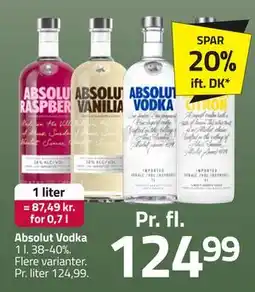 Fleggaard Absolut Vodka, DKK 124.99 tilbud