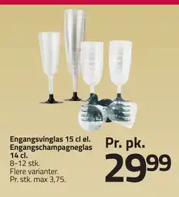 Fleggaard Engangsvinglas 15 cl el. Engangschampagneglas 14 cl, DKK 29.99 tilbud