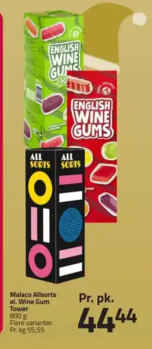 Fleggaard Malaco Allsorts el. Wine Gum Tower, DKK 44.44 tilbud