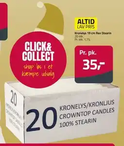 Fleggaard Kronelys 19 cm Ren Stearin, DKK 35 tilbud