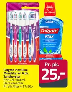 Fleggaard Colgate Plax Blue Mundskyl el. 6 pk. Tandbørster, DKK 25 tilbud