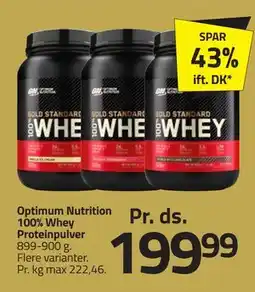 Fleggaard Optimum Nutrition 100% Whey Proteinpulver, DKK 199.99 tilbud