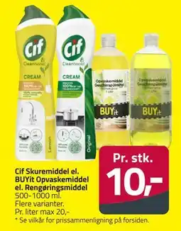 Fleggaard Cif Skuremiddel el. BUYit Opvaskemiddel el. Rengøringsmiddel, DKK 10 tilbud