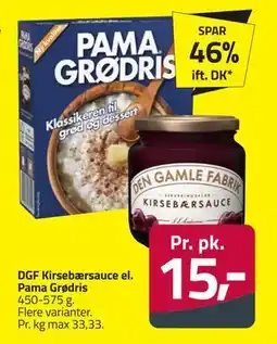 Fleggaard DGF Kirsebærsauce el. Pama Grødris, DKK 15 tilbud