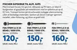 Davidsen FISCHER GIPSKRUE TIL ALM. GIPS tilbud