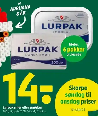Lurpak smør eller smørbar