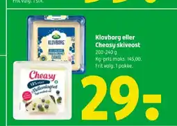 Coop 365 Klovborg eller Cheasy skiveost tilbud