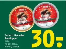 Coop 365 Carletti likør eller romtoppe* tilbud