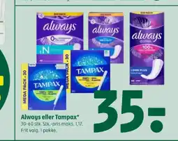 Coop 365 Always eller Tampax* tilbud