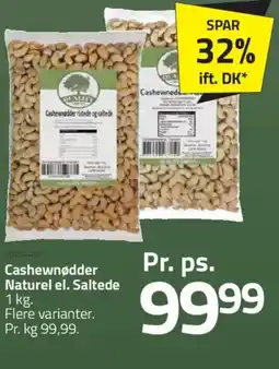 Fleggaard Cashewnødder ristede og saltede tilbud