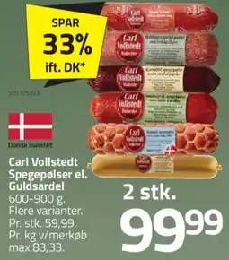 Fleggaard Carl vollstedt spegepølser el. guldsardel tilbud