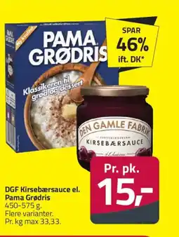 Fleggaard DGF Kirsebærsauce el. Pama Grødris tilbud
