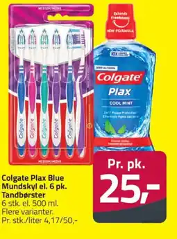 Fleggaard Colgate Plax Blue Mundskyl el. 6 pk. Tandbørster tilbud