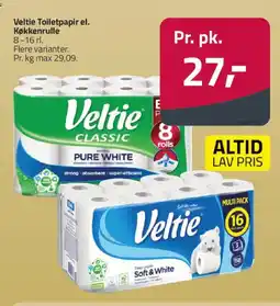 Fleggaard Veltie Toiletpapir el. Køkkenrulle tilbud