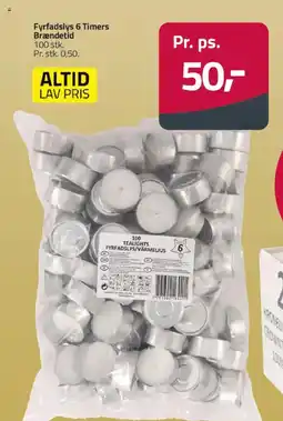 Fleggaard Fyrfadslys 6 Timers Brændetid tilbud