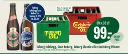 Min Købmand Tuborg Julebryg, Grøn Tuborg, Tuborg Classic eller Carlsberg Pilsner tilbud