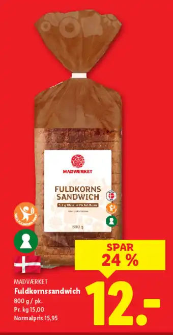 Lidl MADVÆRKET Fuldkornssandwich tilbud