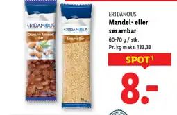 Lidl ERIDANOUS Mandel- eller sesambar tilbud