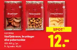 Lidl FAVORINA Vaniljekranse, brunkager eller pebernødder tilbud
