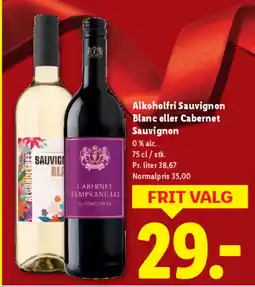 Lidl Alkoholfri Sauvignon Blanc eller Cabernet Sauvignon tilbud