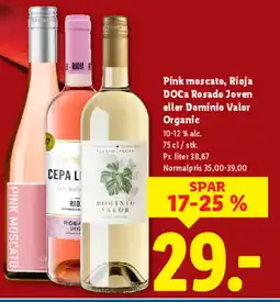 Lidl Pink moscato, Rioja DOCa Rosado Joven eller Dominio Valor Organic tilbud