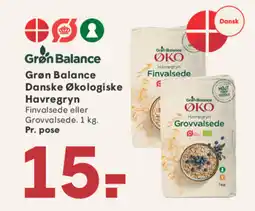 SPAR Grøn Balance Danske Økologiske Havregryn tilbud