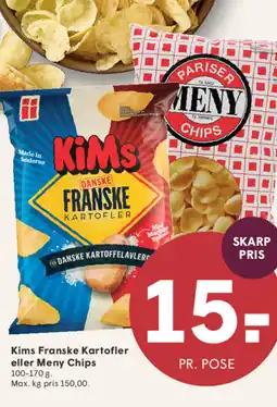 SPAR Kims Franske Kartofler eller Meny Chips tilbud