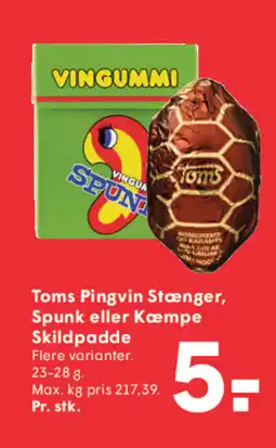 SPAR Toms Pingvin Stænger, Spunk eller Kæmpe Skildpadde tilbud